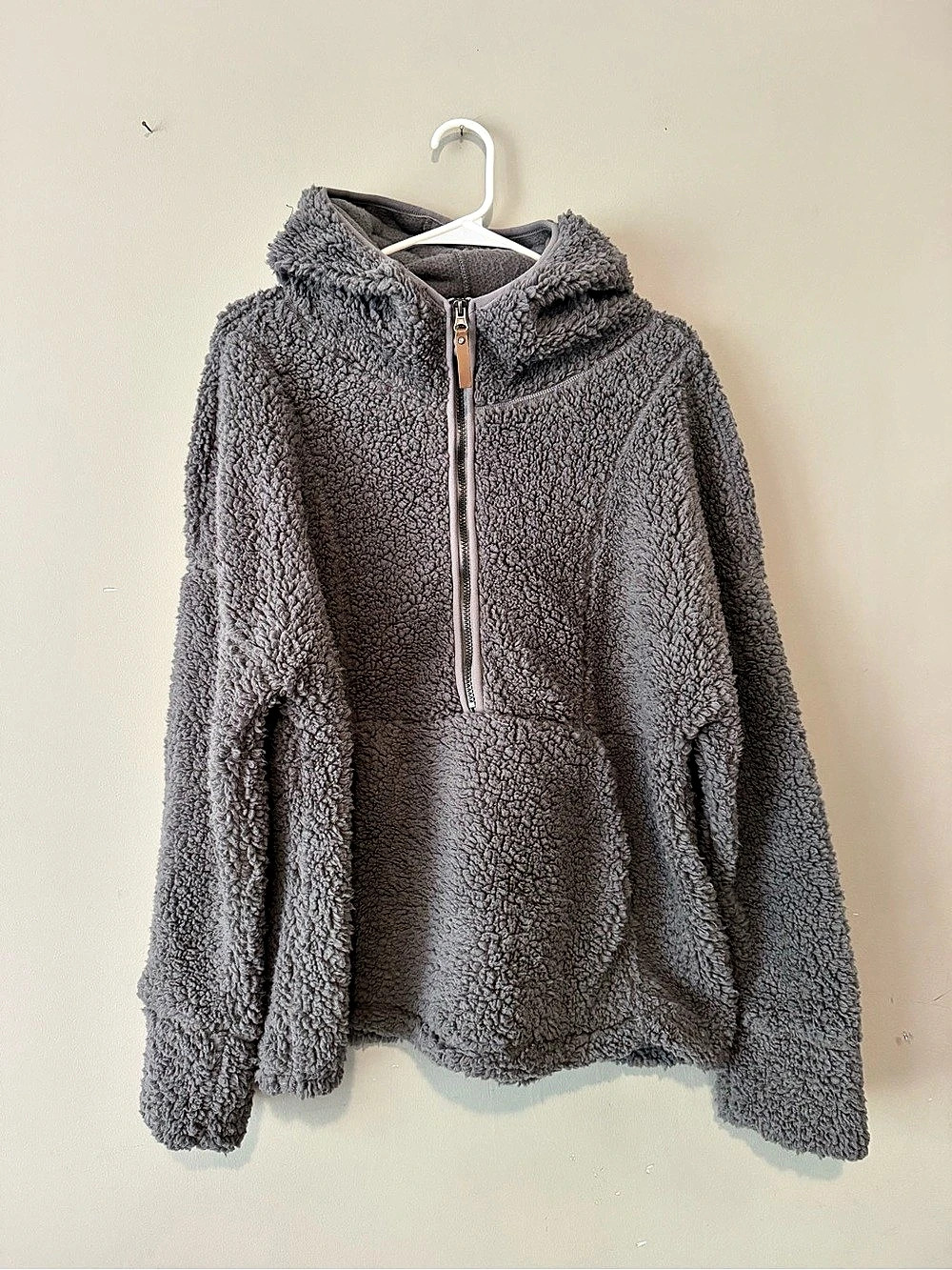 the sweatshirt project Cozy Sherpa Half-Zip Hoodie Gray XL